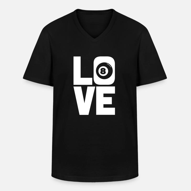 Liebe Billard - Männer-T-Shirt mit V-Ausschnitt - Schwarz