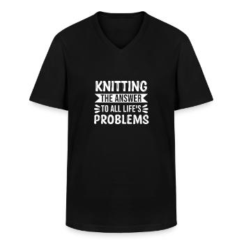 Stricken Die Antwort auf alle Lebensprobleme - Männer-T-Shirt mit V-Ausschnitt - Schwarz - Vorne - AI Model Male 178 dark (178cm)