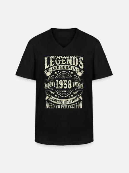 legender født i 1958 - Klassisk herre T-shirt med V-udskæring - sort