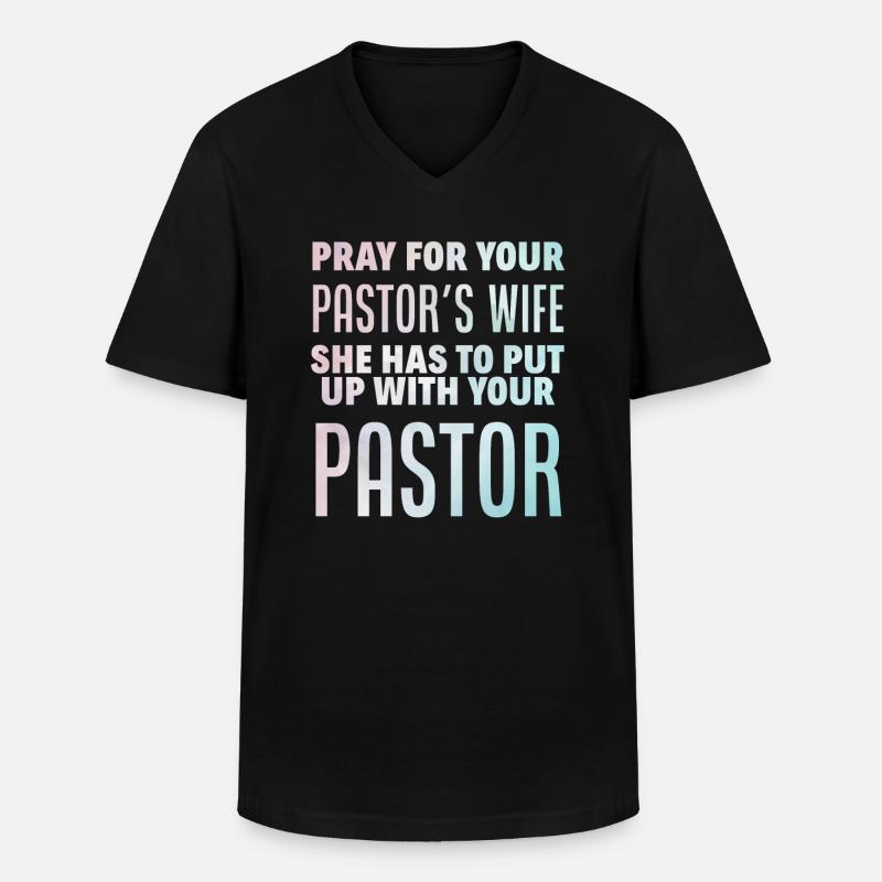 Pasteur Pasteur Prédication Chrétien priant - T-shirt col V Homme - noir