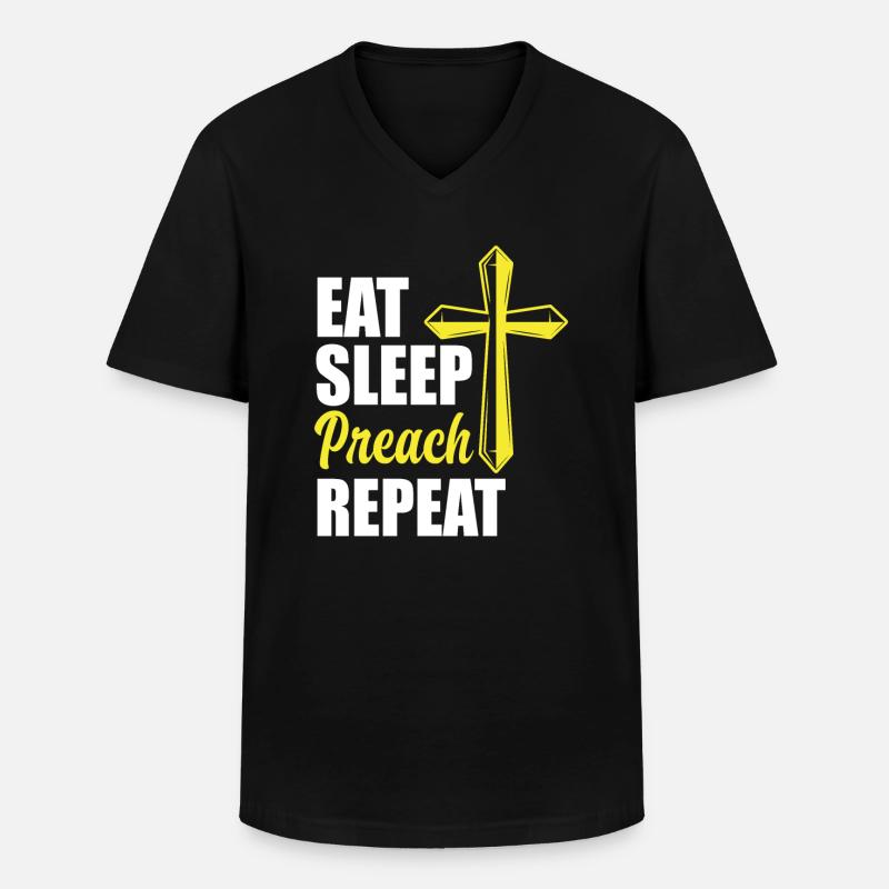 Pasteur Pasteur Alimentation Sommeil Prédication - T-shirt col V Homme - noir