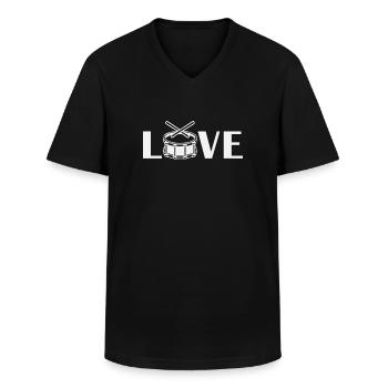 Citation sur la batterie, batteur, groupe de musique, musicien - T-shirt col V Homme - noir - Devant - AI Model Male 178 dark (178cm)