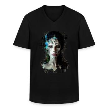 AI Art | Cyborg Woman - Männer-T-Shirt mit V-Ausschnitt - Schwarz - Vorne - AI Model Male 178 dark (178cm)
