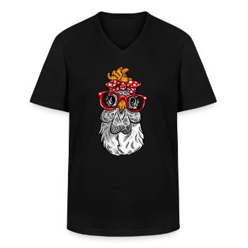 Mutter Huhn retro Henne Design - Männer-T-Shirt mit V-Ausschnitt - Schwarz - Vorne - AI Model Male 178 dark (178cm)
