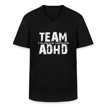 ADHD - Men's V-Neck T-Shirt - black - Front - AI Model Male 178 dark (178cm)