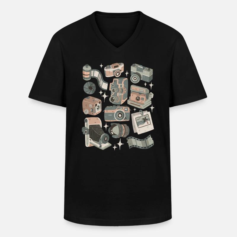 Analogkameras - Männer-T-Shirt mit V-Ausschnitt - Schwarz