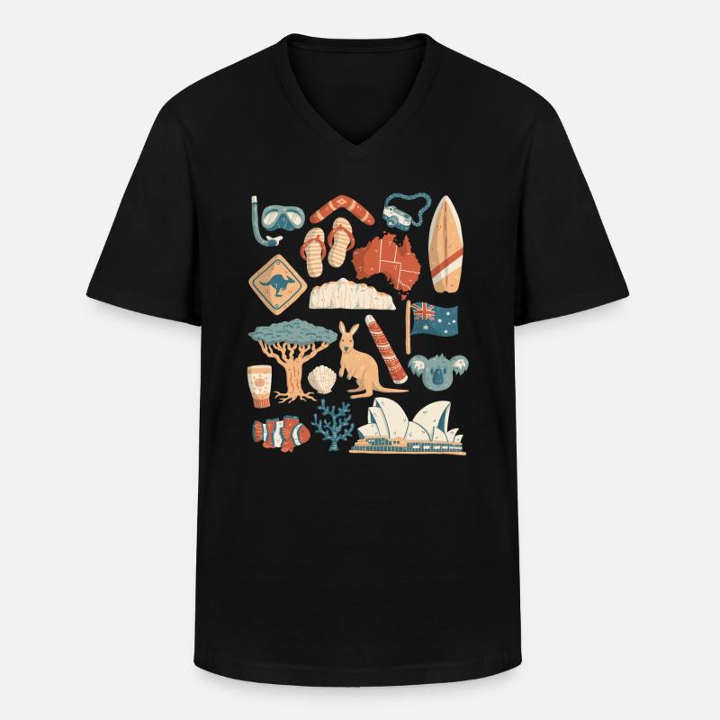 Australien - Männer-T-Shirt mit V-Ausschnitt - Schwarz
