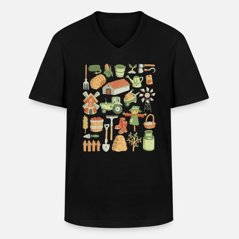 Bauernhof - Männer-T-Shirt mit V-Ausschnitt - Schwarz