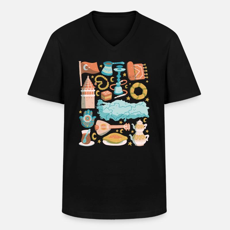 Turkey - Men's V-Neck T-Shirt - black