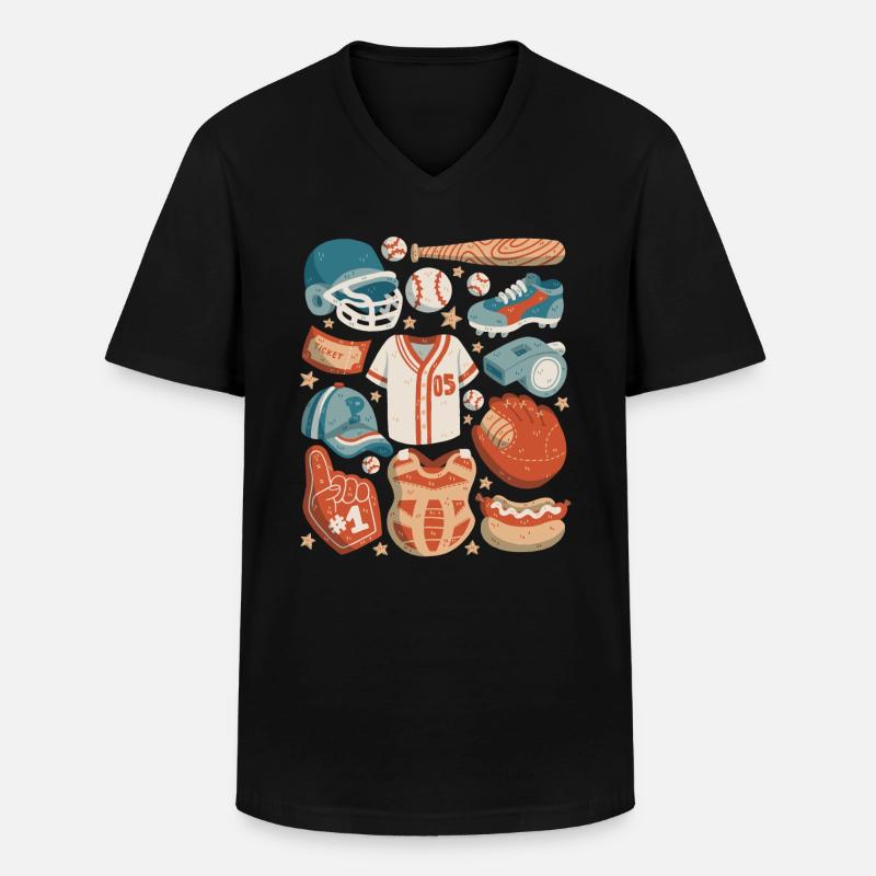 Baseball - Männer-T-Shirt mit V-Ausschnitt - Schwarz