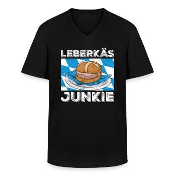 Lustiges Leberkäs Junkie Geschenk Leberkassemmel - Männer-T-Shirt mit V-Ausschnitt - Schwarz - Vorne - AI Model Male 178 dark (178cm)