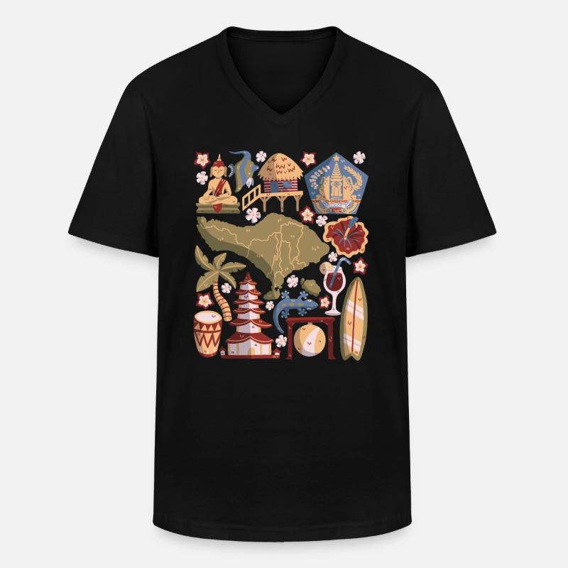 Bali - Männer-T-Shirt mit V-Ausschnitt - Schwarz