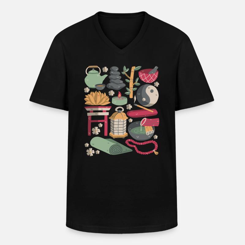 Zen Meditation - Männer-T-Shirt mit V-Ausschnitt - Schwarz