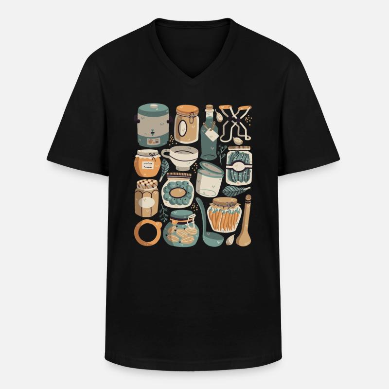 Einmachen, Einkochen, Fermentieren - Männer-T-Shirt mit V-Ausschnitt - Schwarz