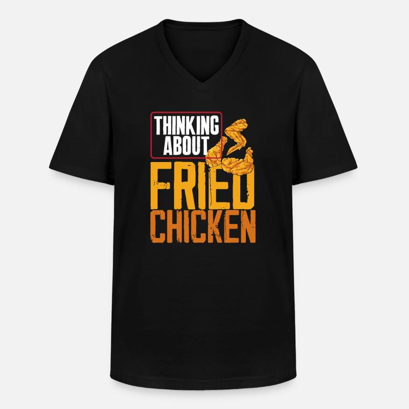 Fried Chicken - Männer-T-Shirt mit V-Ausschnitt - Schwarz
