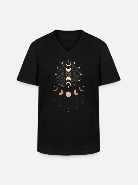 Okkult symbol med sol og måne åndelig - Klassisk herre T-shirt med V-udskæring - sort