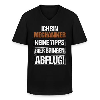 I'm a mechanic - bring beer and take off - Men's V-Neck T-Shirt - black - Front - AI Model Male 178 dark (178cm)