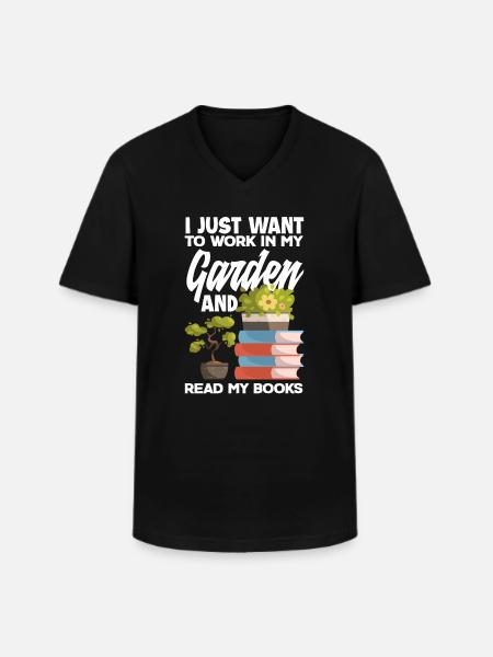 Garden Bookish Reading Books - Men's V-Neck T-Shirt - black