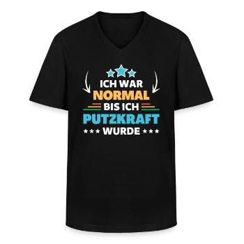I was normal until I became a cleaner - Men's V-Neck T-Shirt - black - Front - AI Model Male 178 dark (178cm)
