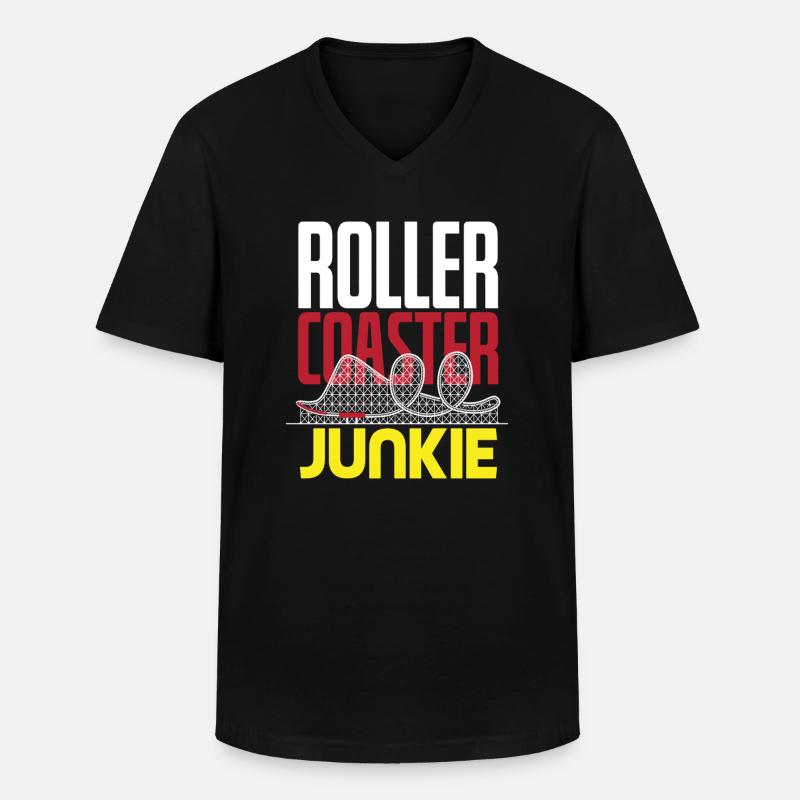 Achterbahn Junkie - Männer-T-Shirt mit V-Ausschnitt - Schwarz