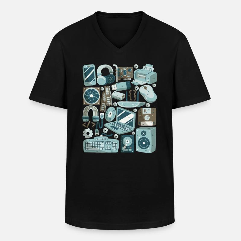 Computer - Männer-T-Shirt mit V-Ausschnitt - Schwarz