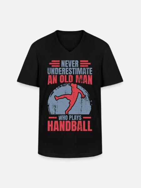 Handball Großvater - Männer-T-Shirt mit V-Ausschnitt - Schwarz