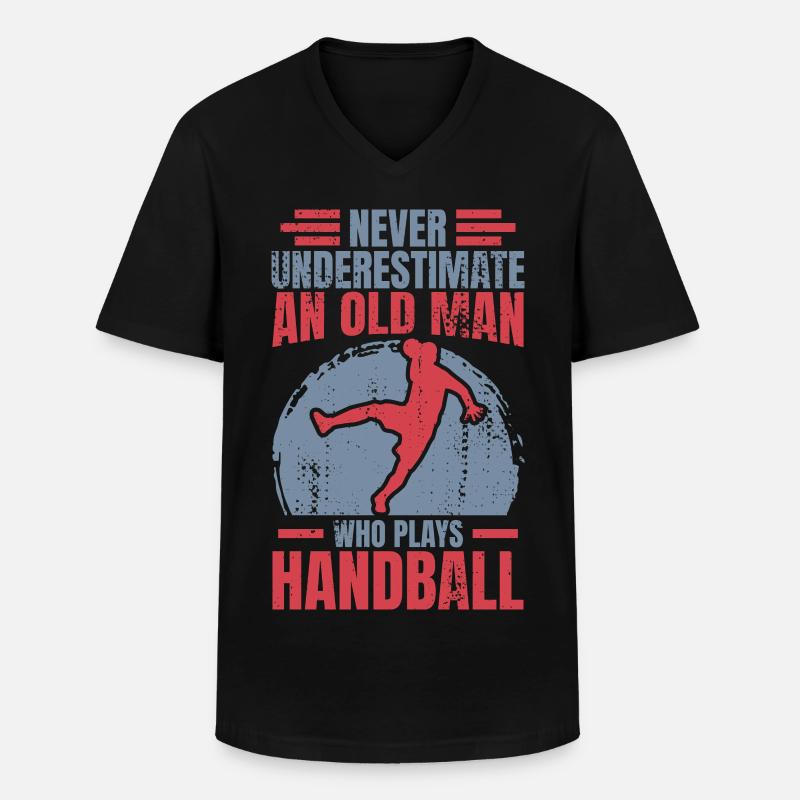 Handball Großvater - Männer-T-Shirt mit V-Ausschnitt - Schwarz