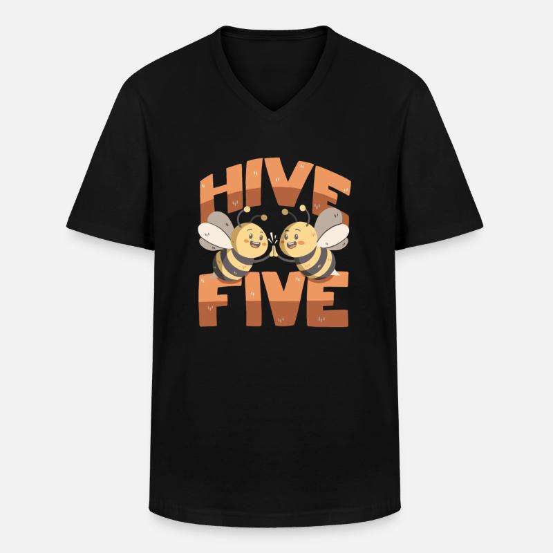Hive Five - Männer-T-Shirt mit V-Ausschnitt - Schwarz