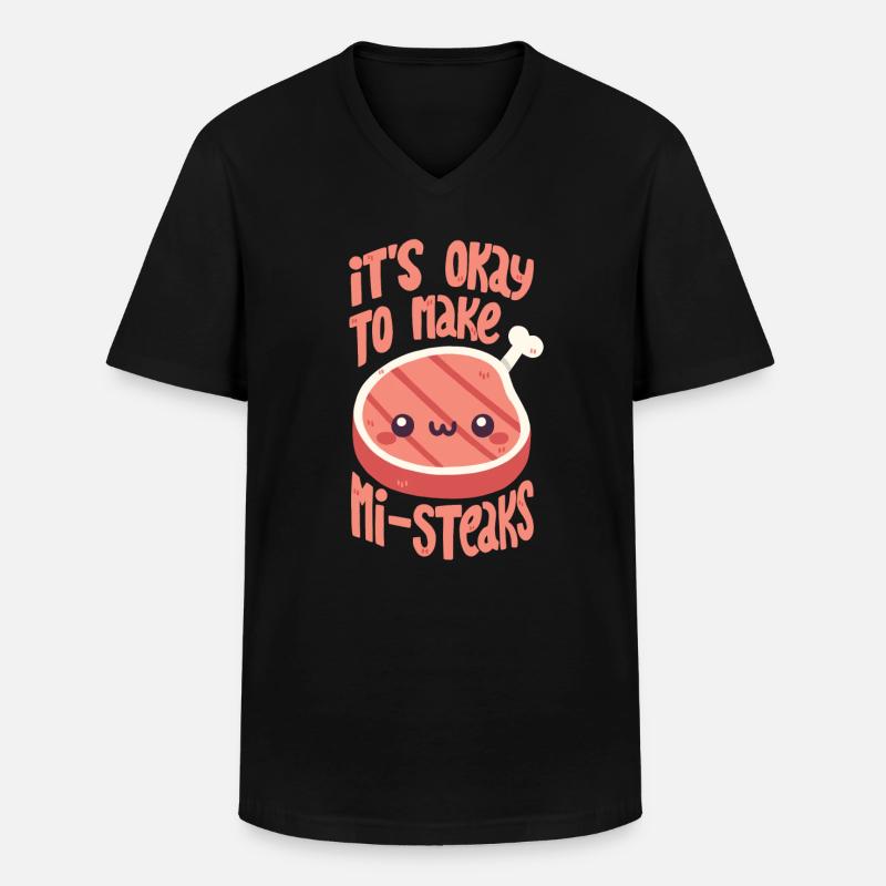 Steak Wortwitz - Männer-T-Shirt mit V-Ausschnitt - Schwarz