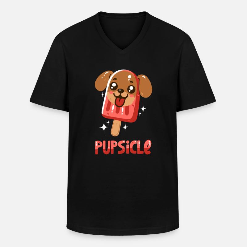 Hund-Eis am Stiel - Männer-T-Shirt mit V-Ausschnitt - Schwarz