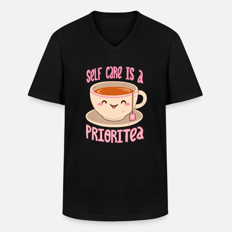 Self Care & Tee - Männer-T-Shirt mit V-Ausschnitt - Schwarz
