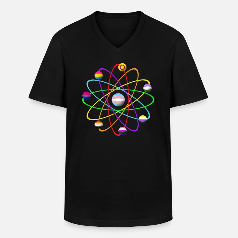 LGTBIQ+ Atom - Männer-T-Shirt mit V-Ausschnitt - Schwarz