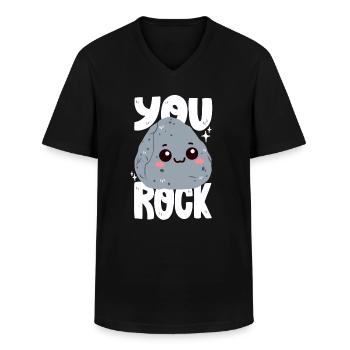 Du rockst! Stein-Wortwitz - Männer-T-Shirt mit V-Ausschnitt - Schwarz - Vorne - AI Model Male 178 dark (178cm)