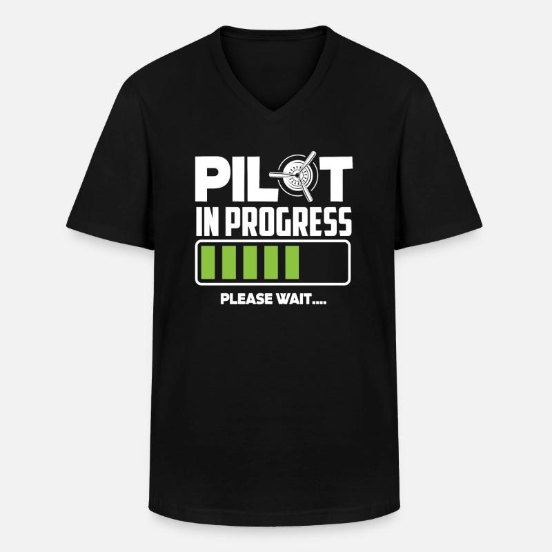Pilot in Training Bitte Warten - Männer-T-Shirt mit V-Ausschnitt - Schwarz