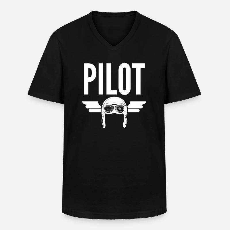 Pilot - Männer-T-Shirt mit V-Ausschnitt - Schwarz