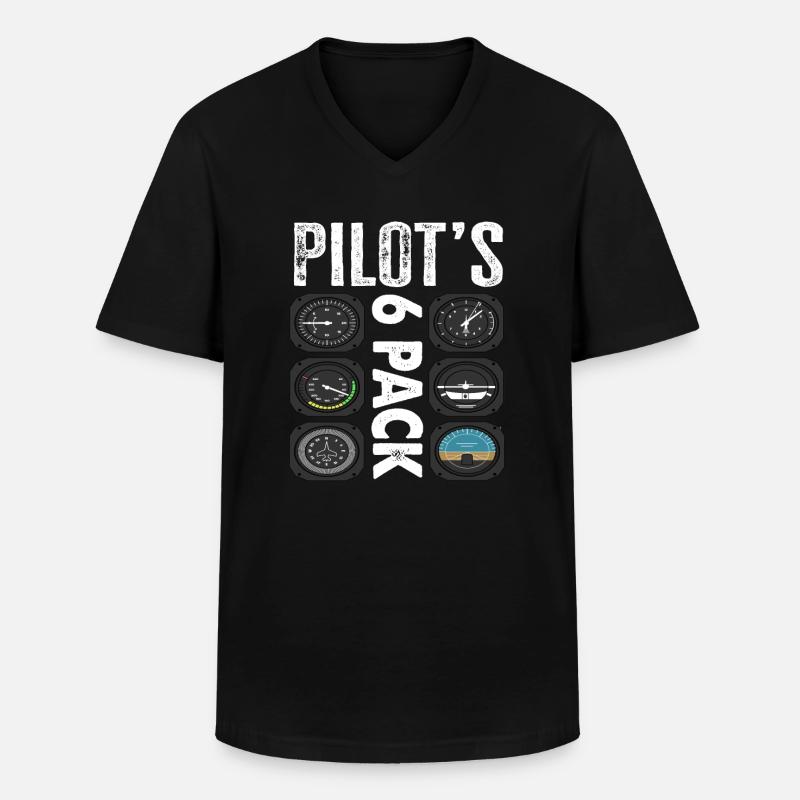 Piloten 6 Pack Lustiges Pilot - Männer-T-Shirt mit V-Ausschnitt - Schwarz