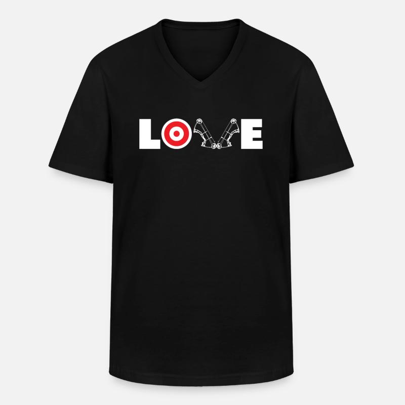 Liebe Bogen Bogenschießen - Männer-T-Shirt mit V-Ausschnitt - Schwarz