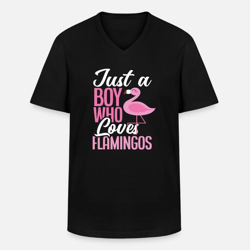 Flamingo Junge Liebt Tier - Männer-T-Shirt mit V-Ausschnitt - Schwarz