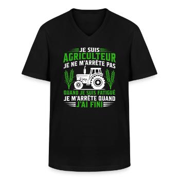 Je suis agriculteur Humour tracteur agriculteur - T-shirt col V Homme - noir - Devant - AI Model Male 178 dark (178cm)