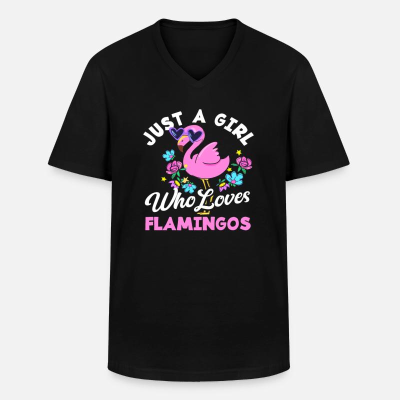 Mädchen Das Flamingo Liebt - Männer-T-Shirt mit V-Ausschnitt - Schwarz