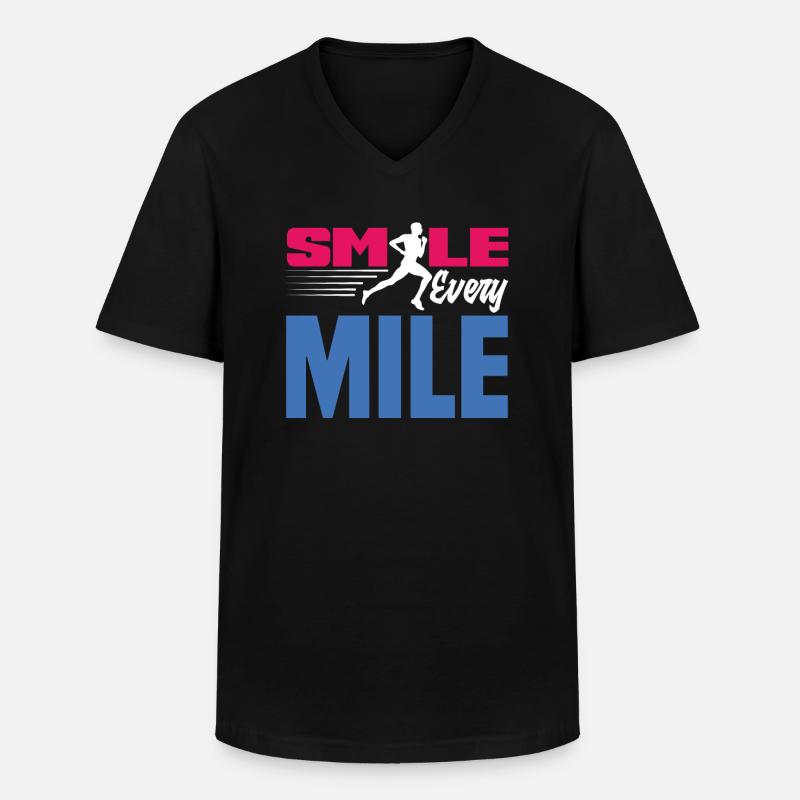 Lächle Bei Jedem Kilometer - Männer-T-Shirt mit V-Ausschnitt - Schwarz