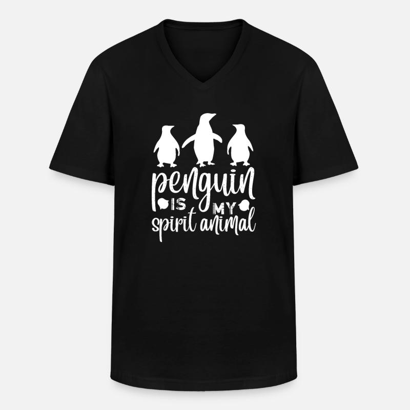Pinguin - Männer-T-Shirt mit V-Ausschnitt - Schwarz