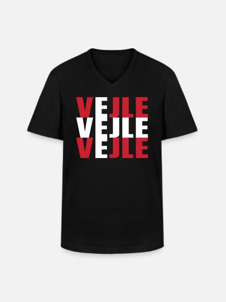 Vejle Danemark Drapeau - T-shirt col V Homme - noir
