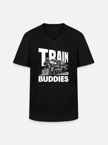 Train Buddies Railway Friends - Men's V-Neck T-Shirt - black