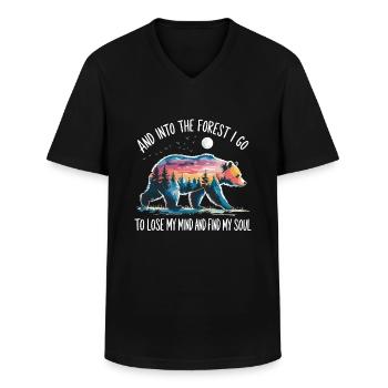 Nature Forêt Détente Nature Conservation Ours Temps Mort - T-shirt col V Homme - noir - Devant - AI Model Male 178 dark (178cm)