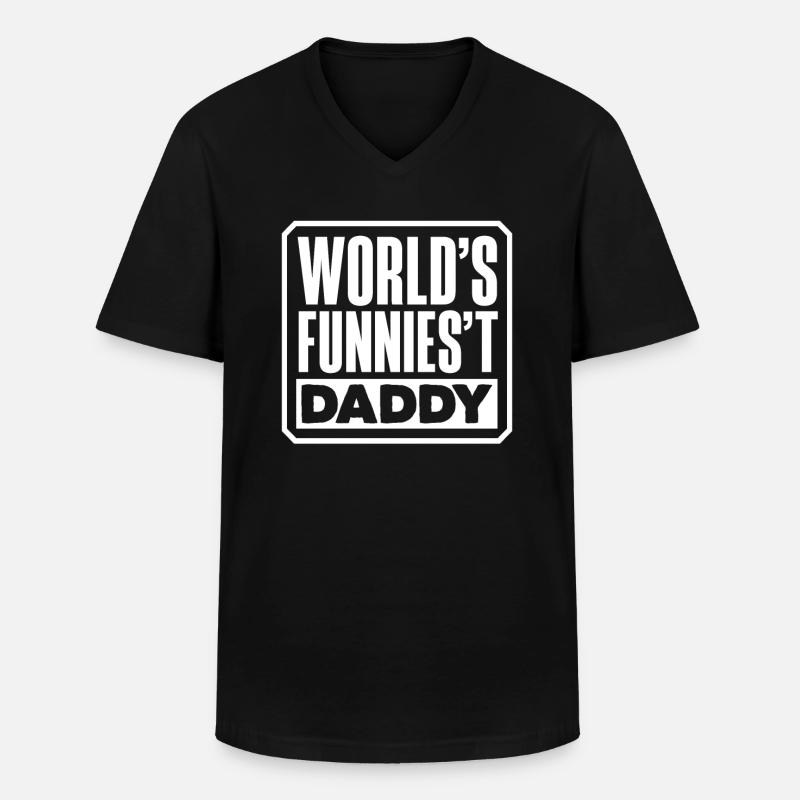 World's Funniest Daddy - Männer-T-Shirt mit V-Ausschnitt - Schwarz