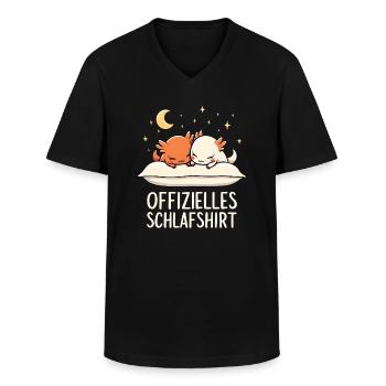 Offizielles Schlafshirt Axolotl Paar - Männer-T-Shirt mit V-Ausschnitt - Schwarz - Vorne - AI Model Male 178 dark (178cm)