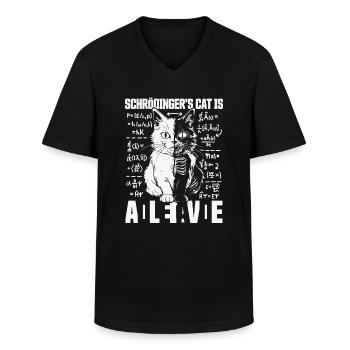 SCHRÖDINGERS KATZE DEAD AND ALIVE QUANTEN PHYSIK - Männer-T-Shirt mit V-Ausschnitt - Schwarz - Vorne - AI Model Male 178 dark (178cm)