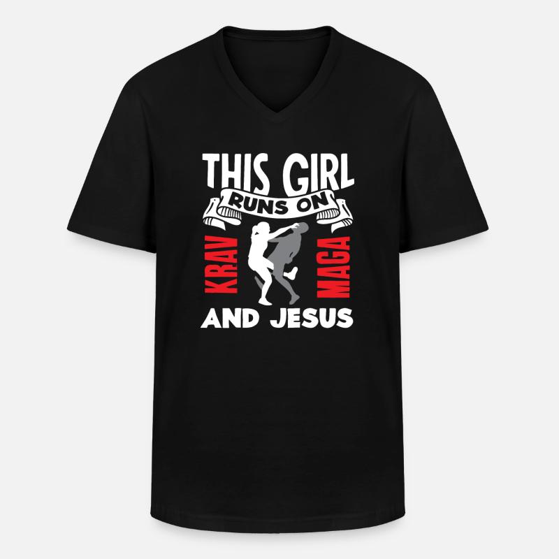 Krav Maga Kampfsport Mädchen - Männer-T-Shirt mit V-Ausschnitt - Schwarz