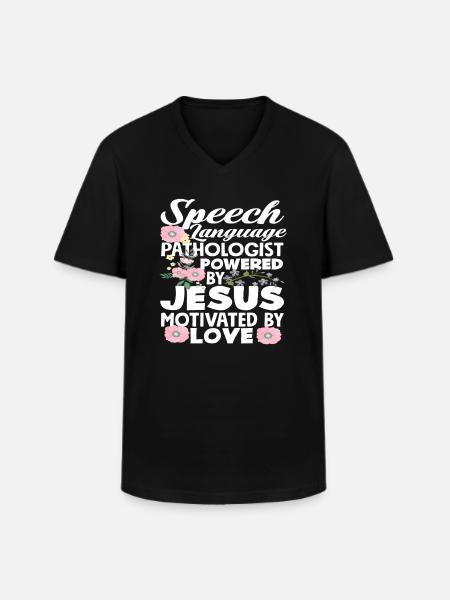 Speech therapist driven by Jesus - Men's V-Neck T-Shirt - black